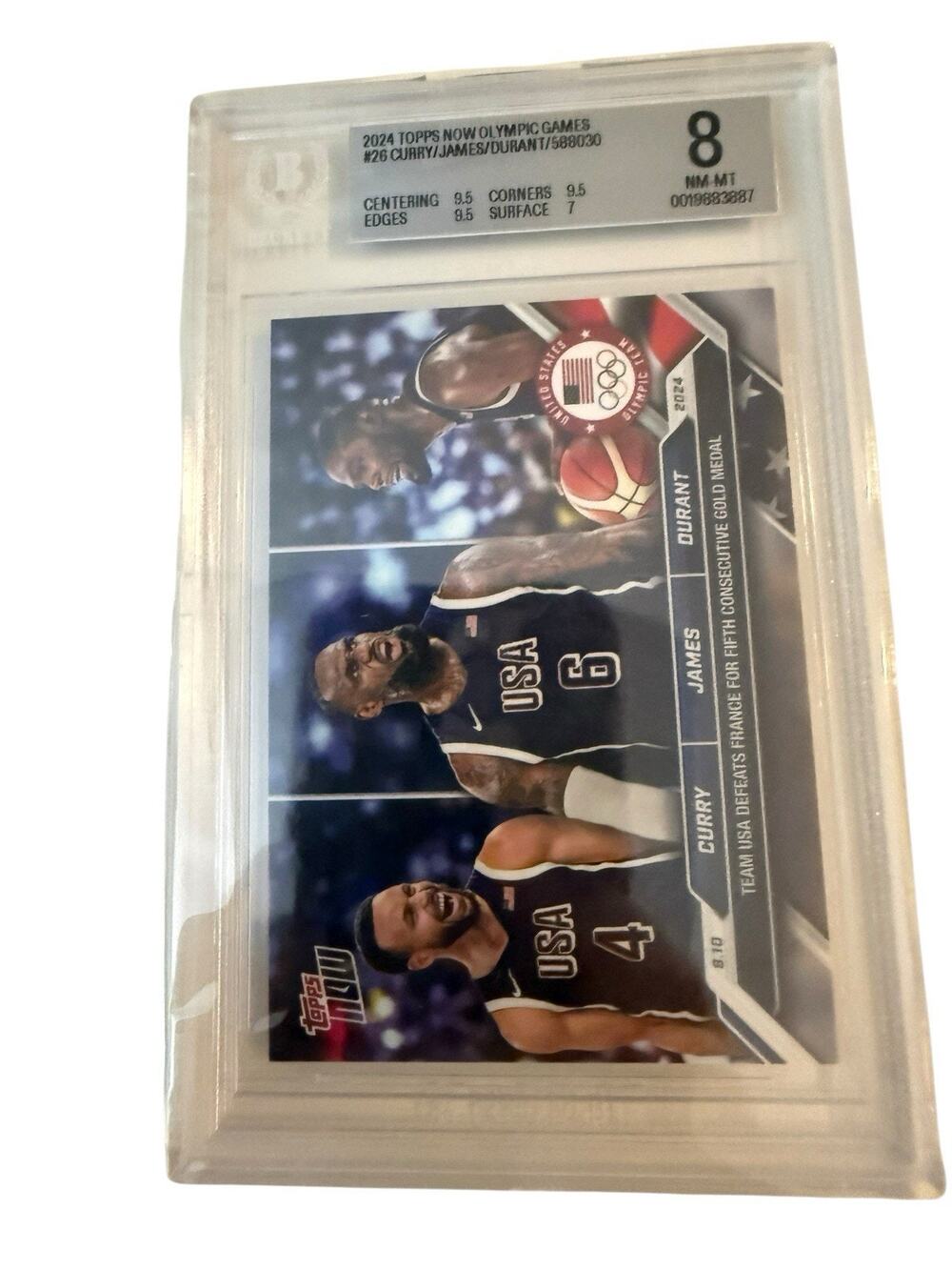 2024 Topps Now Olympic Games #26 Curry Durant Lebron James Beckett 8 Near Mint